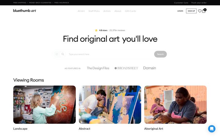 Screenshot of bluethumb.com.au