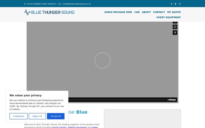 Screenshot of bluethundersound.co.uk