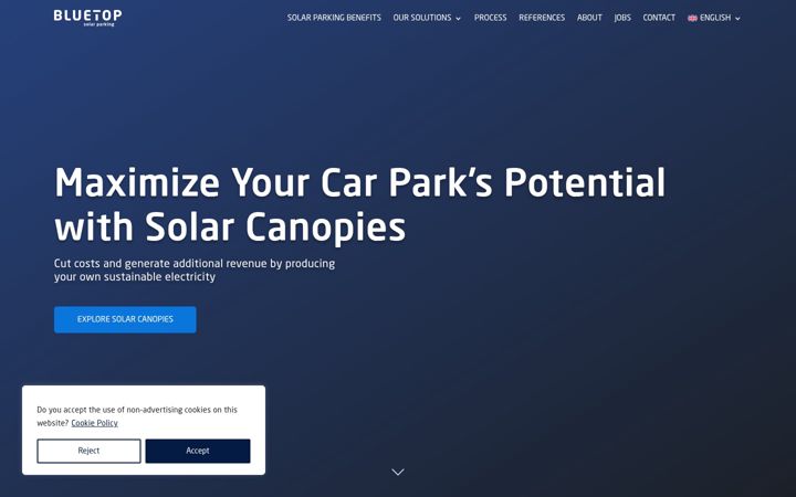 Screenshot of bluetopsolar.com