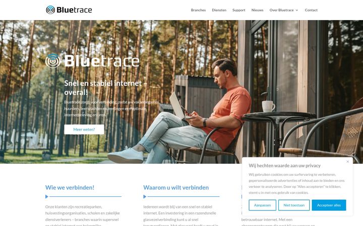 Captură de ecran a bluetrace.nl