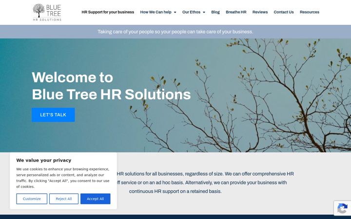 Screenshot of bluetreehrsolutions.co.uk