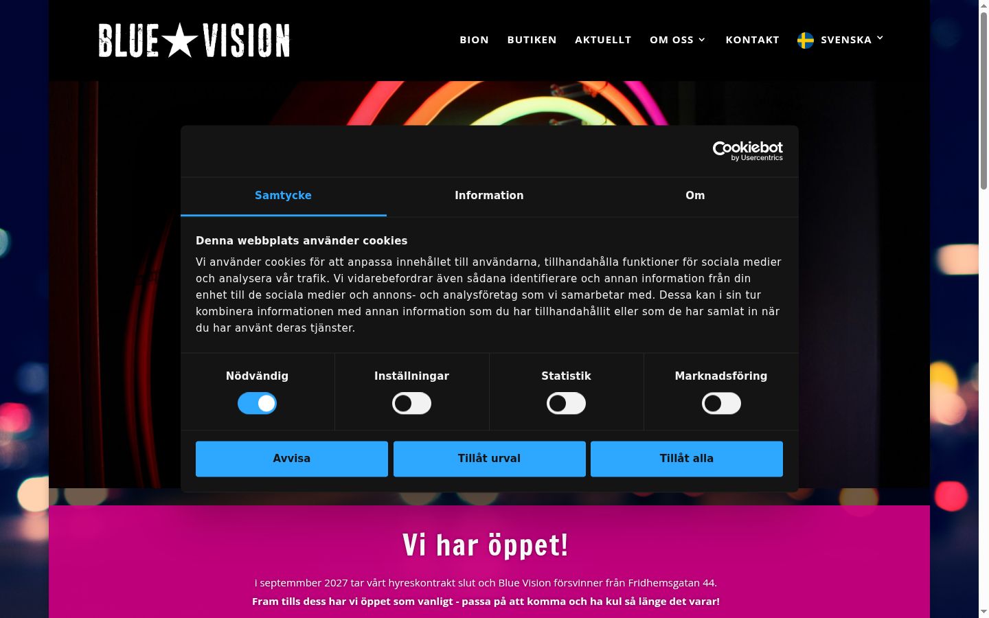 Screenshot del banner di consenso mostrato prima di qualsiasi interazione