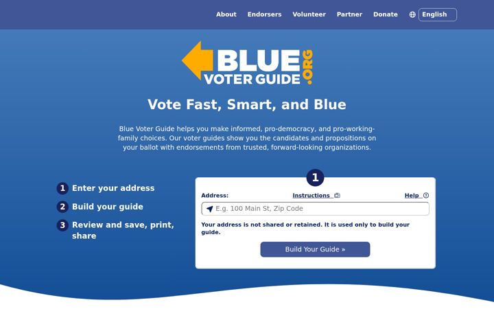 Screenshot of bluevoterguide.org