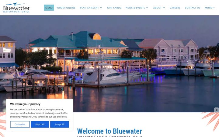 Zrzut ekranu bluewaterdining.com