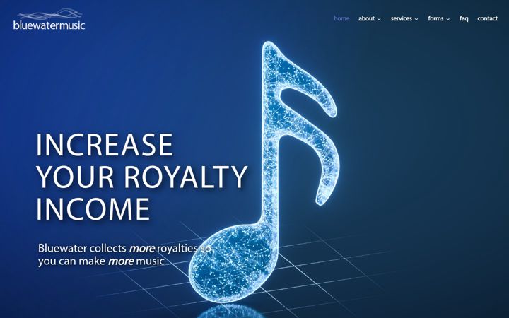Screenshot of bluewatermusic.com