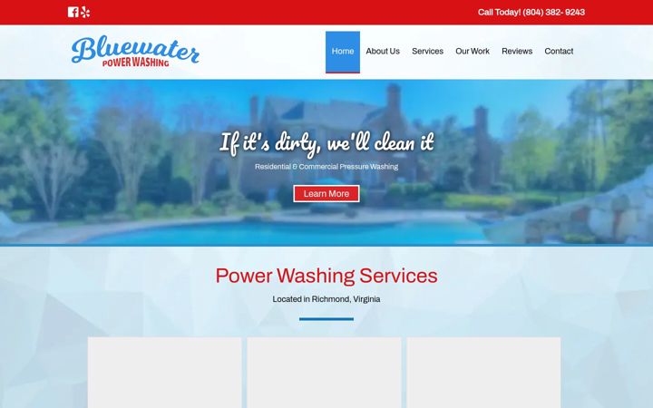 Snímek obrazovky bluewaterpowerwashing.com