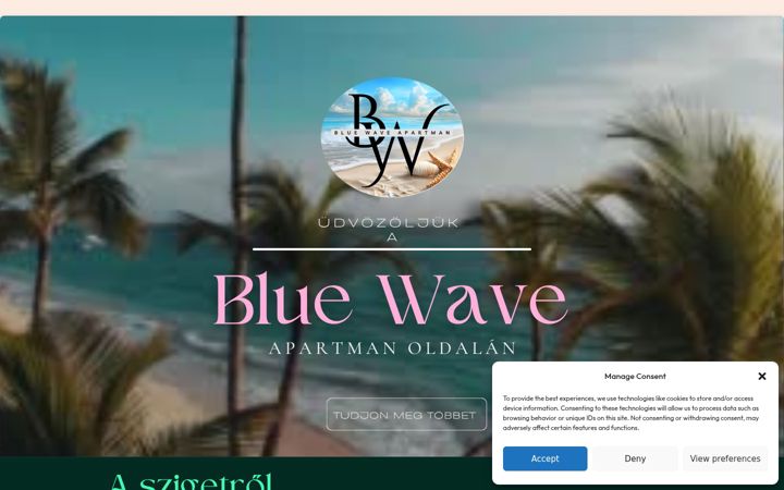 Snímek obrazovky bluewaveapartman.online