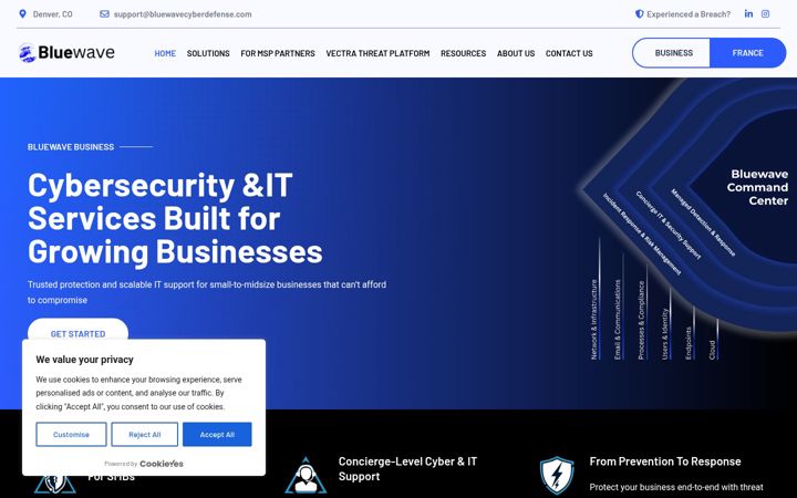 Screenshot of bluewavecyberdefense.com
