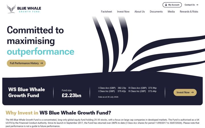 Screenshot του bluewhale.co.uk