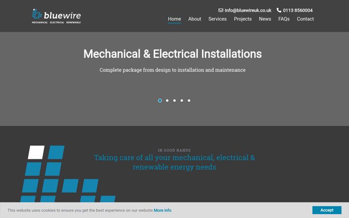Screenshot of bluewireuk.co.uk