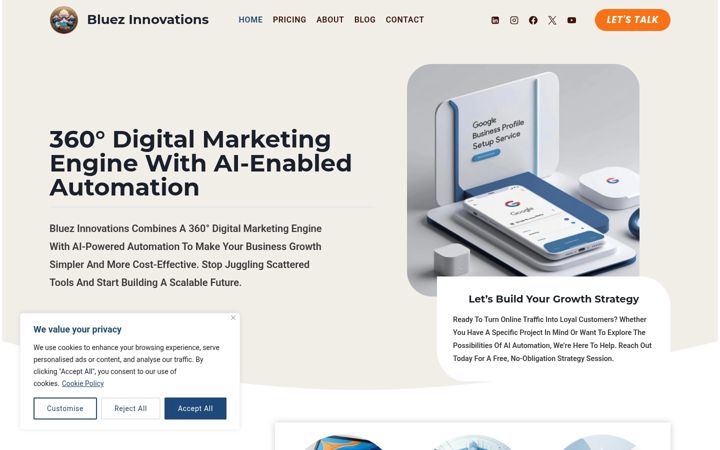 Screenshot of bluezinnovations.com
