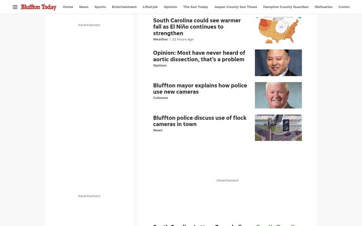 Skärmbild av blufftontoday.com