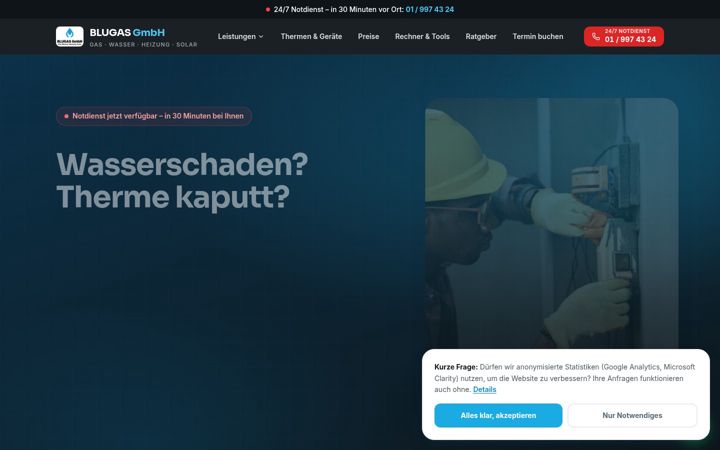 Screenshot of blugas-installateur.at