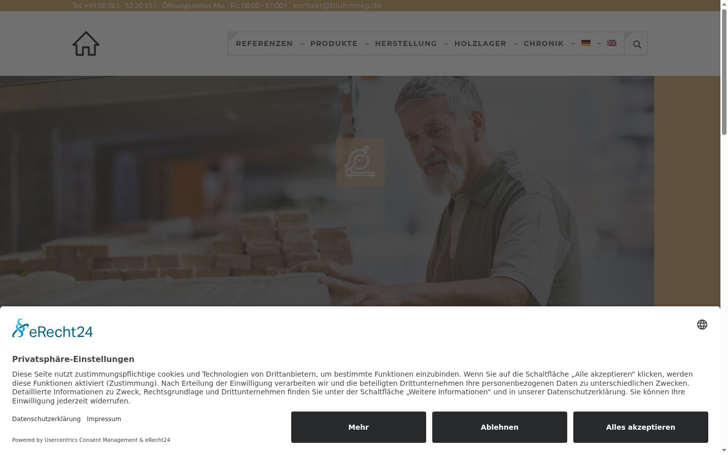 Screenshot des Einwilligungsbanners vor jeglicher Interaktion