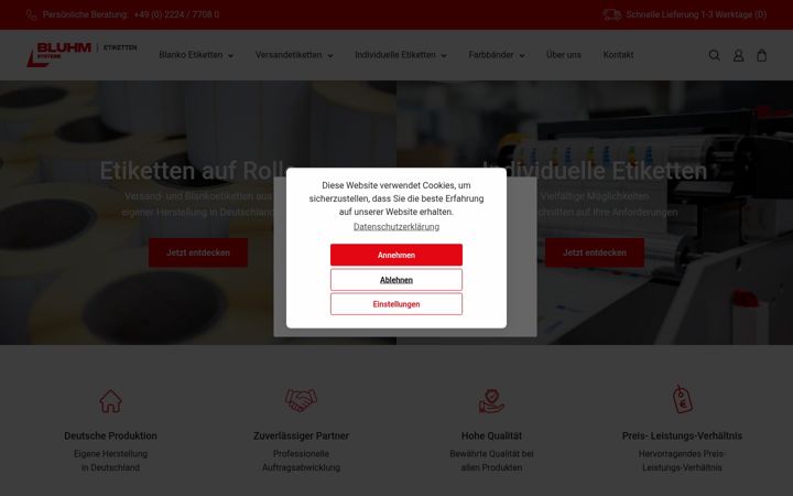 Screenshot of bluhmstore.de