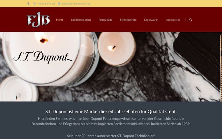 Screenshot of blum-dupont-feuerzeuge.de