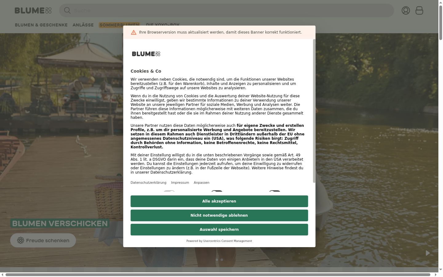 Screenshot tal-banner tal-kunsens muri qabel kwalunkwe interazzjoni
