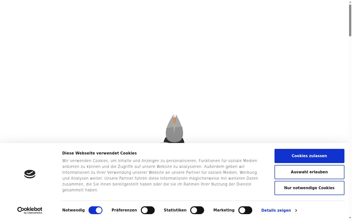 Screenshot del banner di consenso mostrato prima di qualsiasi interazione