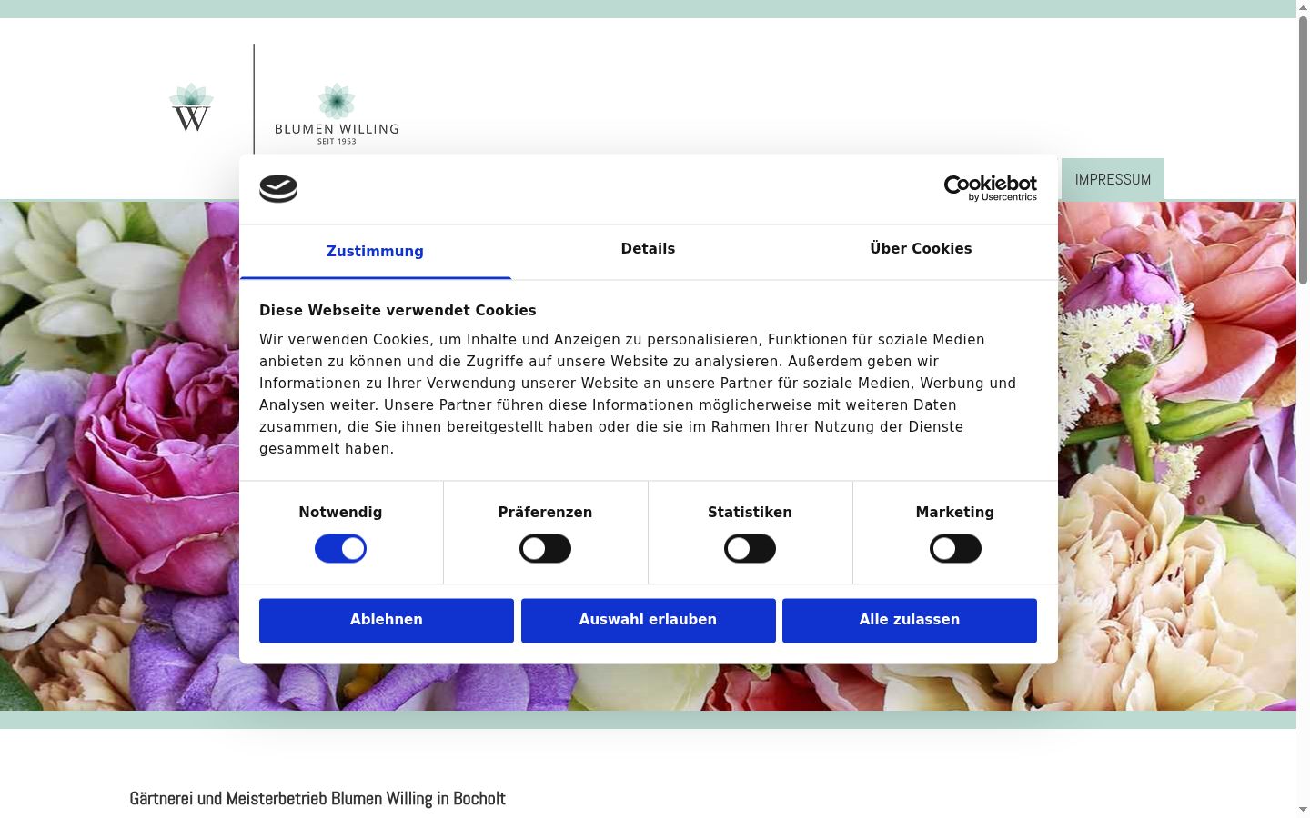 Screenshot of the consent banner shown before any interaction