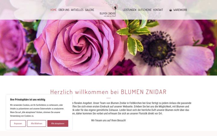 Screenshot of blumen-znidar.at