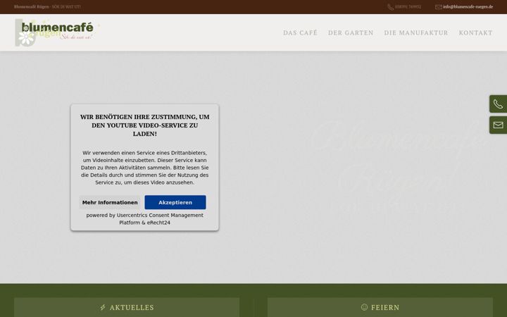 Screenshot of blumencafe-ruegen.de