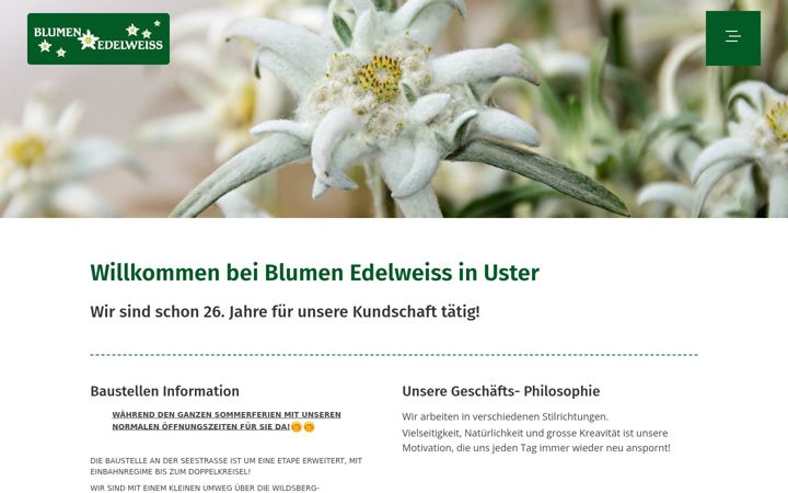 Screenshot of blumenedelweiss.ch
