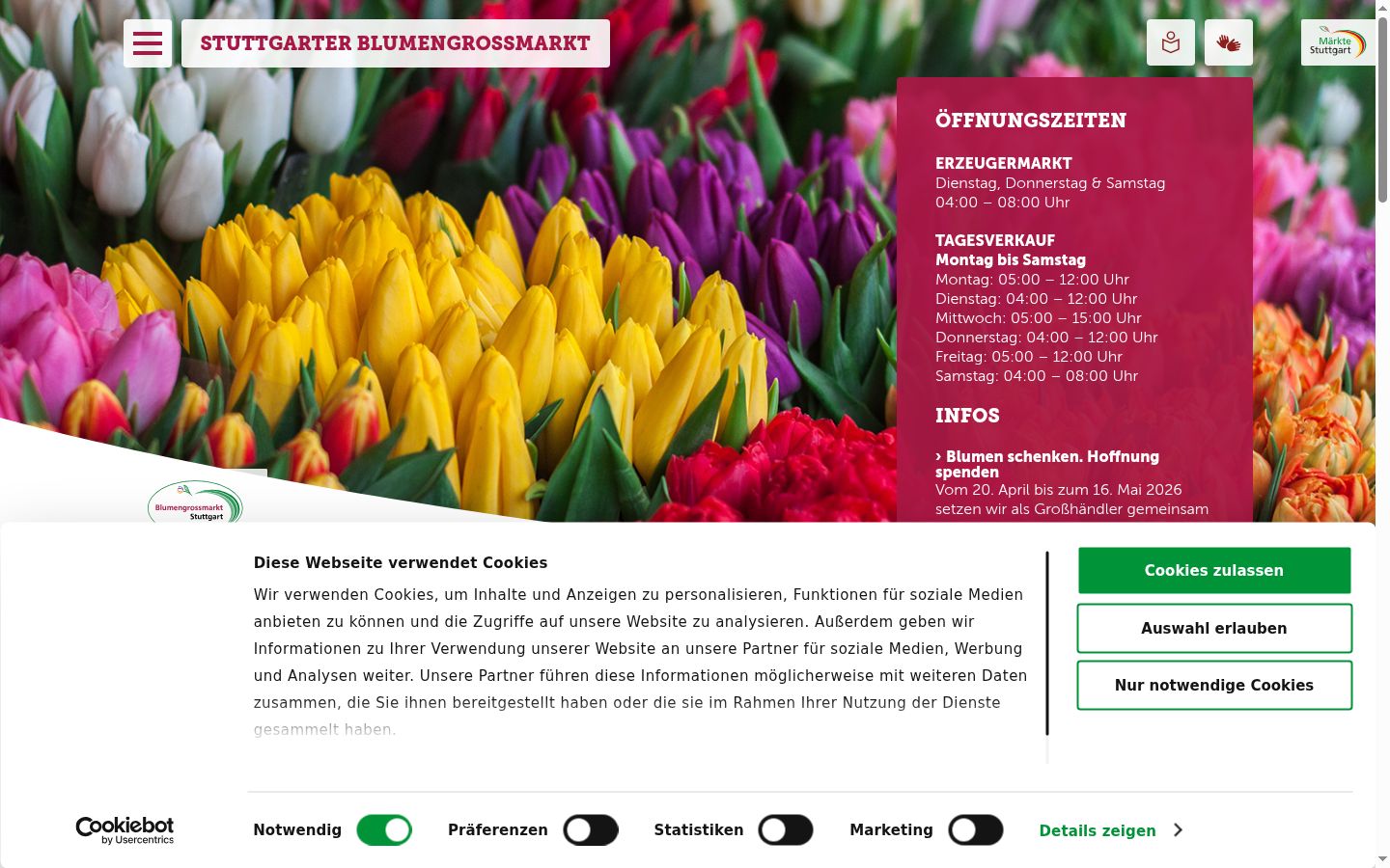 Screenshot des Einwilligungsbanners vor jeglicher Interaktion