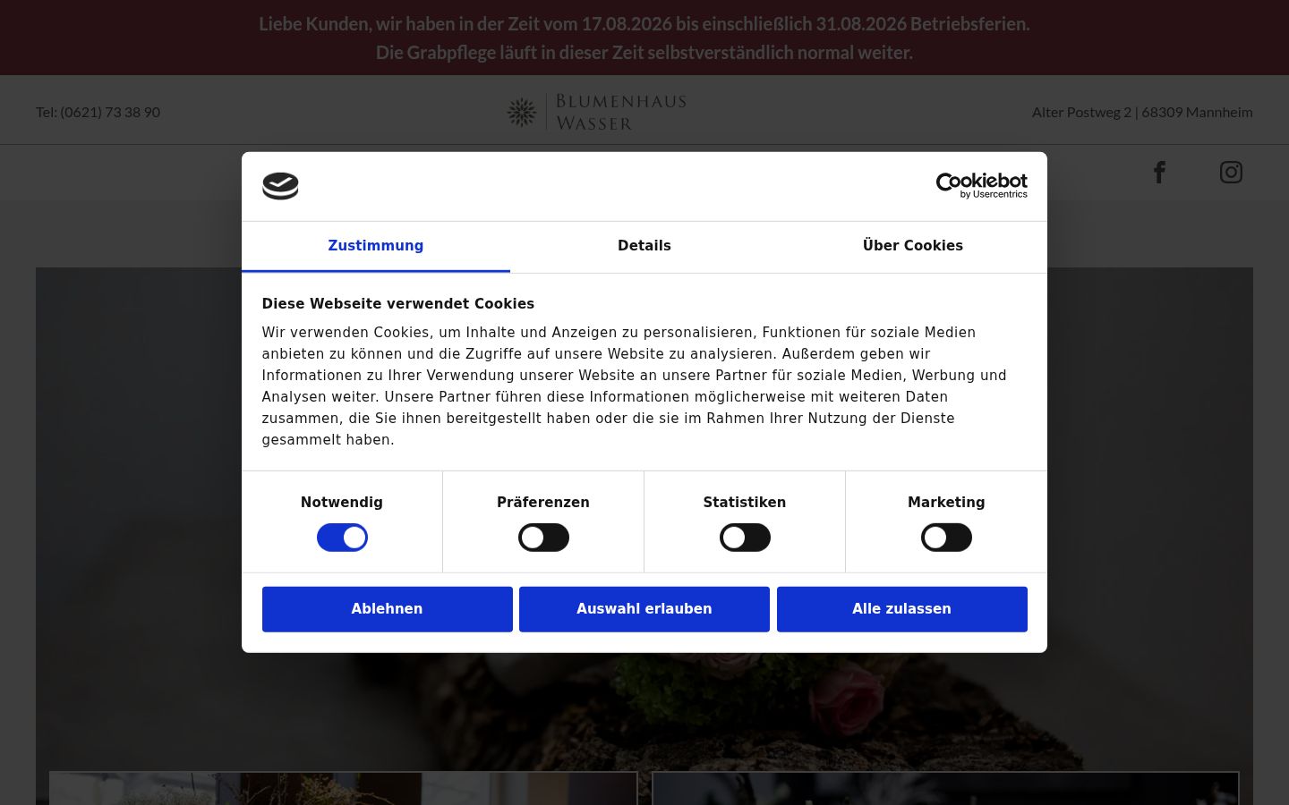Capture d'écran de la bannière de consentement affichée avant toute interaction