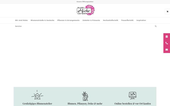 Kuvakaappaus sivustosta blumenhieke.de