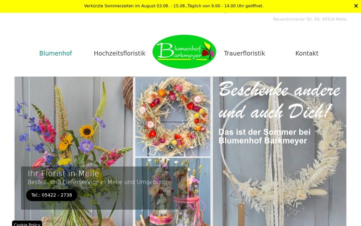 Screenshot of blumenhof-barkmeyer.de
