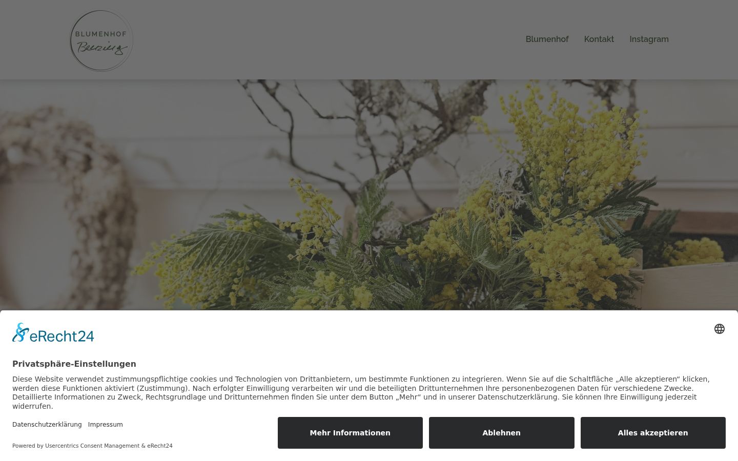 Screenshot del banner di consenso mostrato prima di qualsiasi interazione
