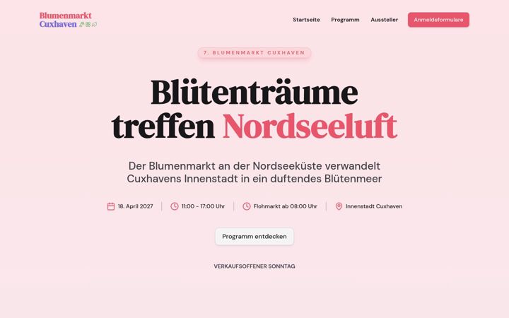 Screenshot of blumenmarkt-cuxhaven.de