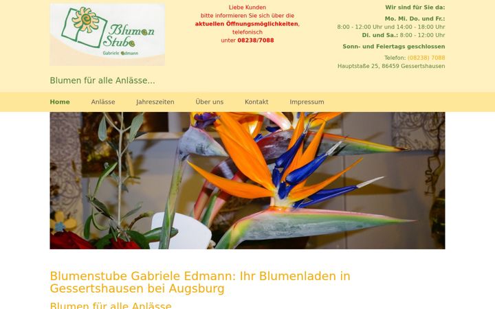 Screenshot of blumenstube-gessertshausen.de