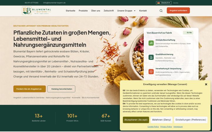 Skärmbild av blumental-bayern.de