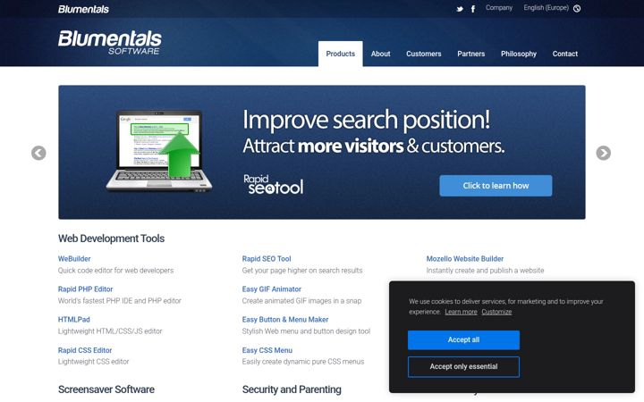 Screenshot of blumentals.net