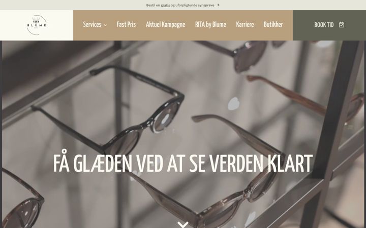 Screenshot stránky blumeoptik.dk