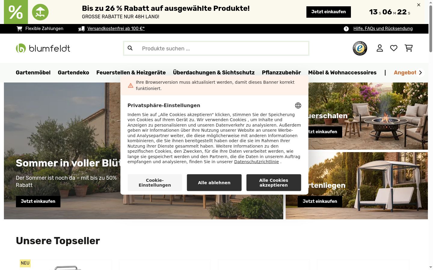 Capture d'écran de la bannière de consentement affichée avant toute interaction