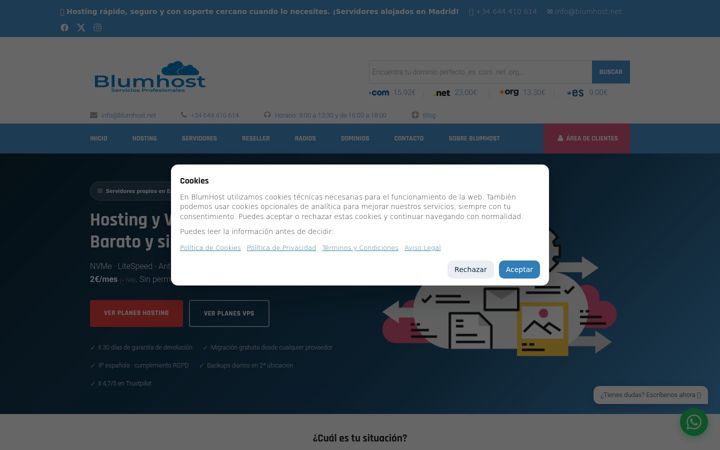 Screenshot of blumhost.eu