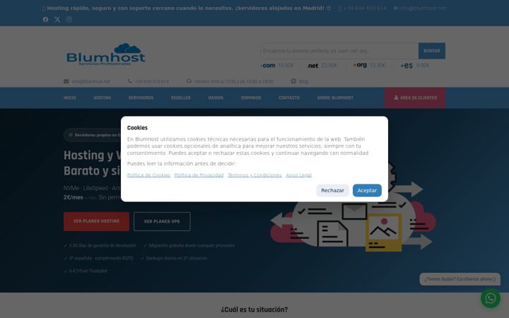 Screenshot of blumhost.net