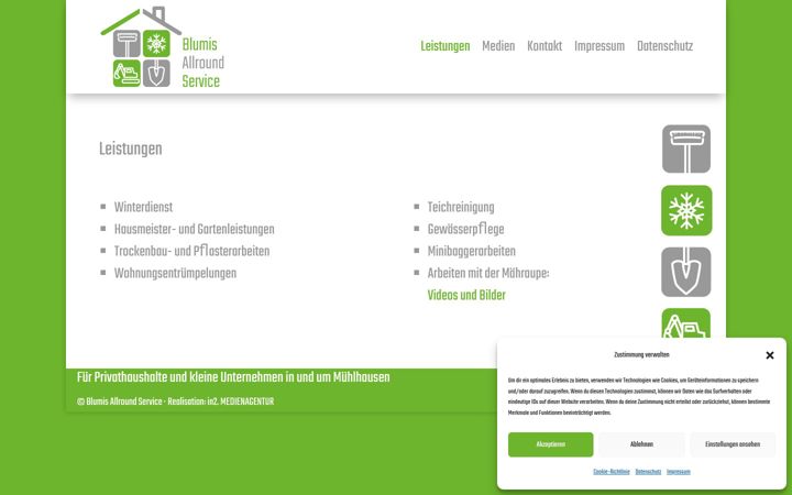 Screenshot of blumis-allround-service.de