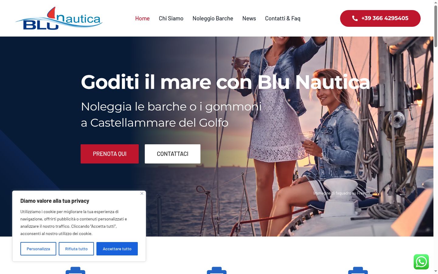 Screenshot del banner di consenso mostrato prima di qualsiasi interazione