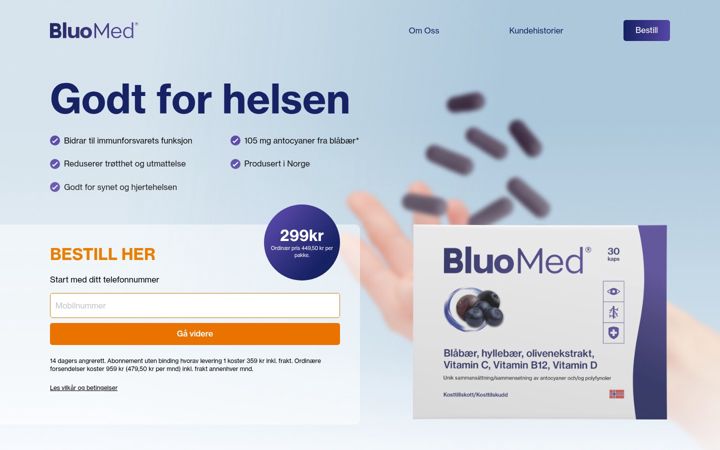 Screenshot of bluomed.no