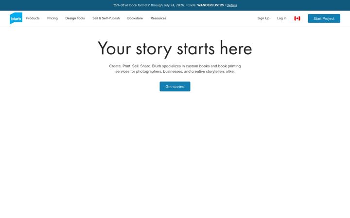 Screenshot of blurb.ca