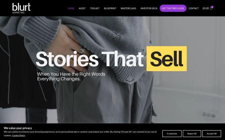 Screenshot of blurt.marketing