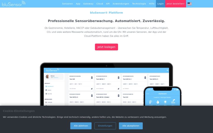 Screenshot of blusensor.com