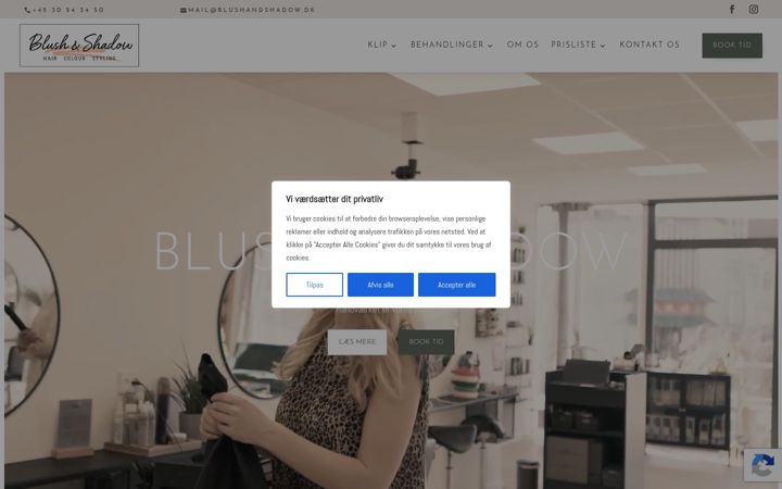 Screenshot of blushandshadow.dk