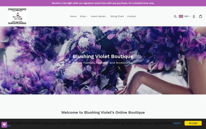Captura de pantalla de blushingvioletboutique.com