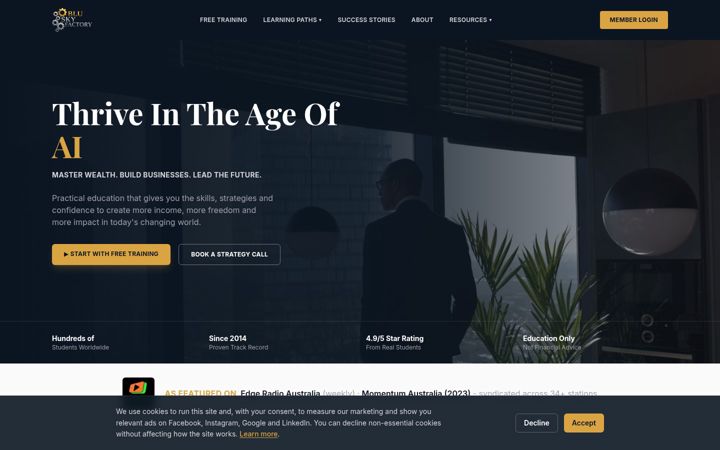 Screenshot of bluskyfactory.com.au