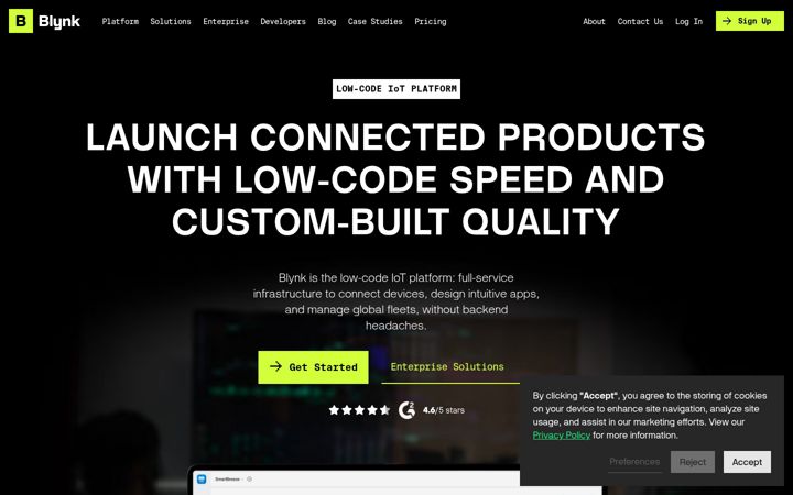 Screenshot of blynk.io