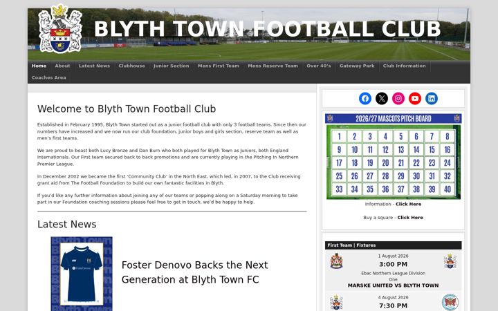 Screenshot of blythtownfc.com